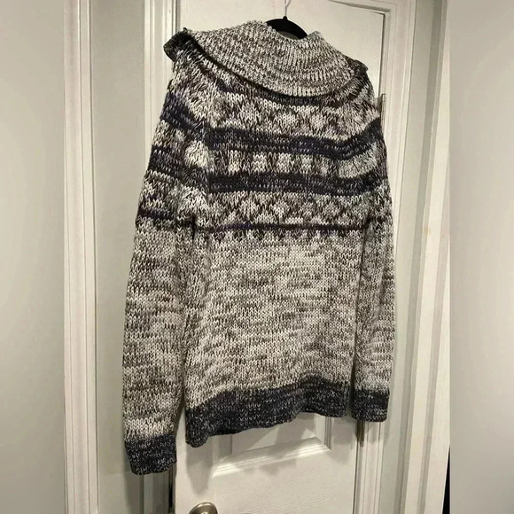 Anderson Little Nordic Ski Wooden Button Navy Blue Cowl Neck Cardigan Size L - Picture 6 of 12